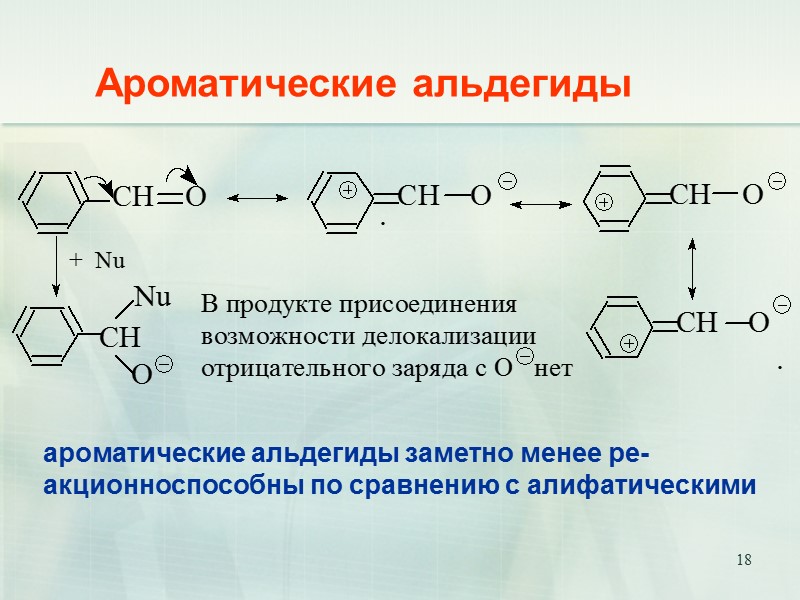 18        Ароматические альдегиды  ароматические альдегиды заметно